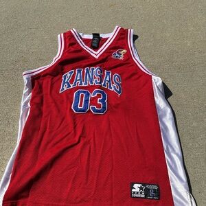 Vintage STARTER Red Kansas Basketball Jersey